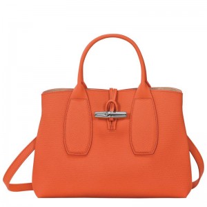 Bolsa de Mano Longchamp Roseau M Mujer Naranjas | NRUY-62807