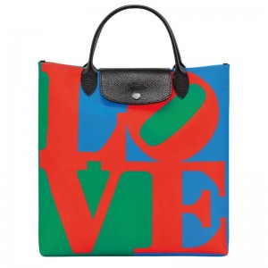 Bolsa de Mano Longchamp x Robert Indiana L Mujer Red/Navy | TWYJ-53807