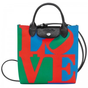 Bolsas Hombro Longchamp x Robert Indiana XS Hombre Red/Navy | LUNG-67543