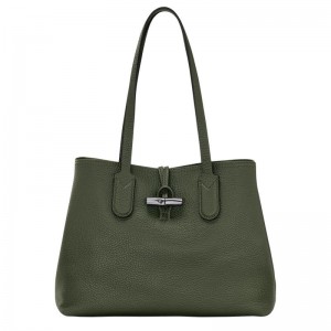 Bolso Tote Longchamp Roseau Essential M Mujer Kaki | TZVE-71063