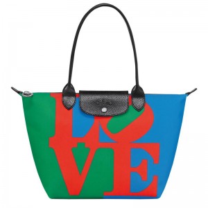 Bolso Tote Longchamp x Robert Indiana M Mujer Red/Navy | RSBA-28146