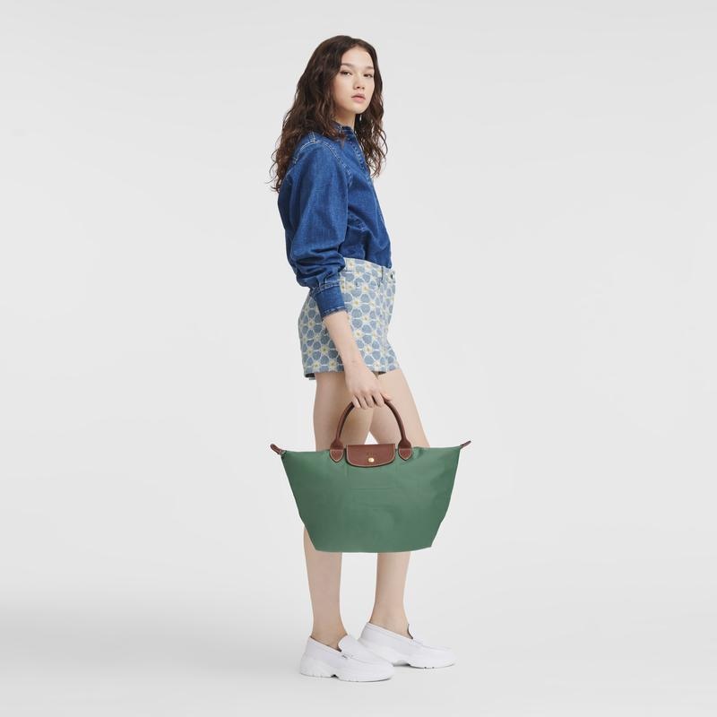 Bolsa de Mano Longchamp Le Pliage Original M Mujer Verdes | MWVQ-70639