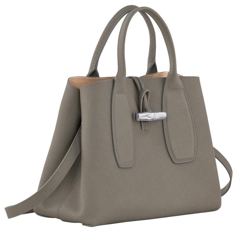 Bolsa de Mano Longchamp Roseau M Mujer Grises | FRND-59241