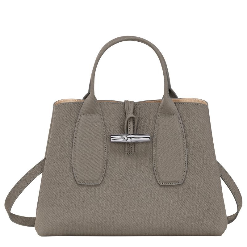 Bolsa de Mano Longchamp Roseau M Mujer Grises | FRND-59241