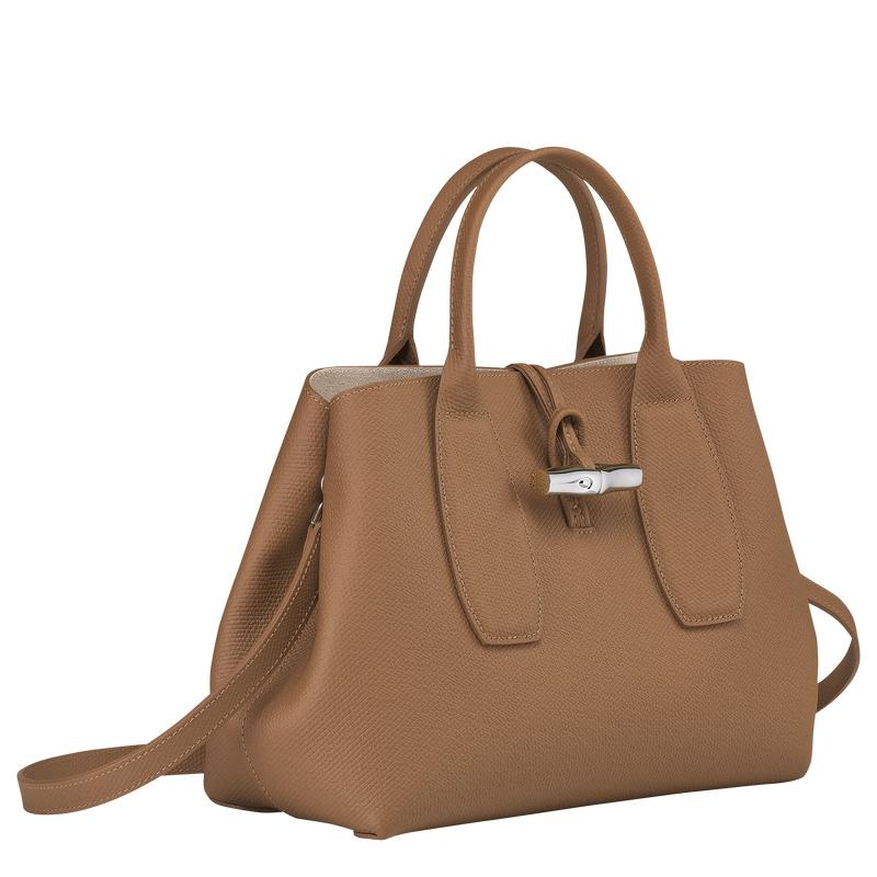 Bolsa de Mano Longchamp Roseau M Mujer Marrom | UZYO-85463