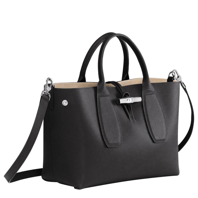 Bolsa de Mano Longchamp Roseau M Mujer Negros | RPUE-67258