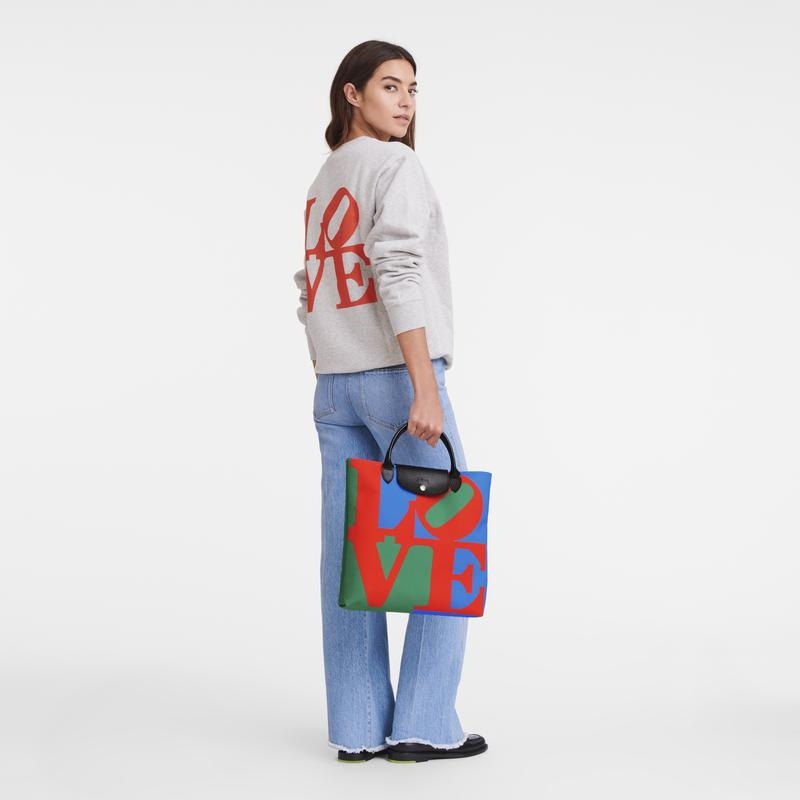 Bolsa de Mano Longchamp x Robert Indiana L Mujer Red/Navy | TWYJ-53807