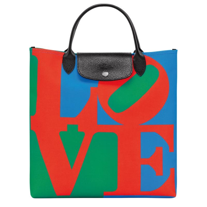 Bolsa de Mano Longchamp x Robert Indiana L Mujer Red/Navy | TWYJ-53807