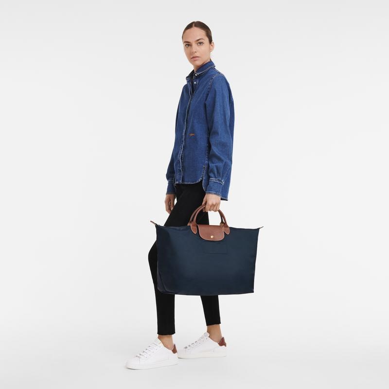 Bolsas de Viaje Longchamp Le Pliage Original S Mujer Azul Marino | ERVN-70986