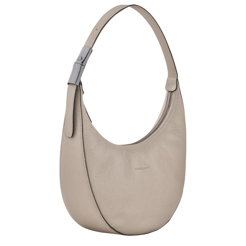 Bolso Hobo Longchamp Roseau Essential M Mujer Grises | ZBOI-23709