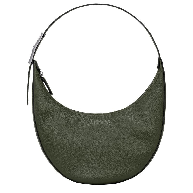 Bolso Hobo Longchamp Roseau Essential M Mujer Kaki | UBYT-16430