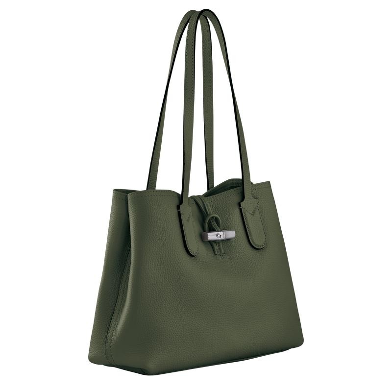 Bolso Tote Longchamp Roseau Essential M Mujer Kaki | TZVE-71063