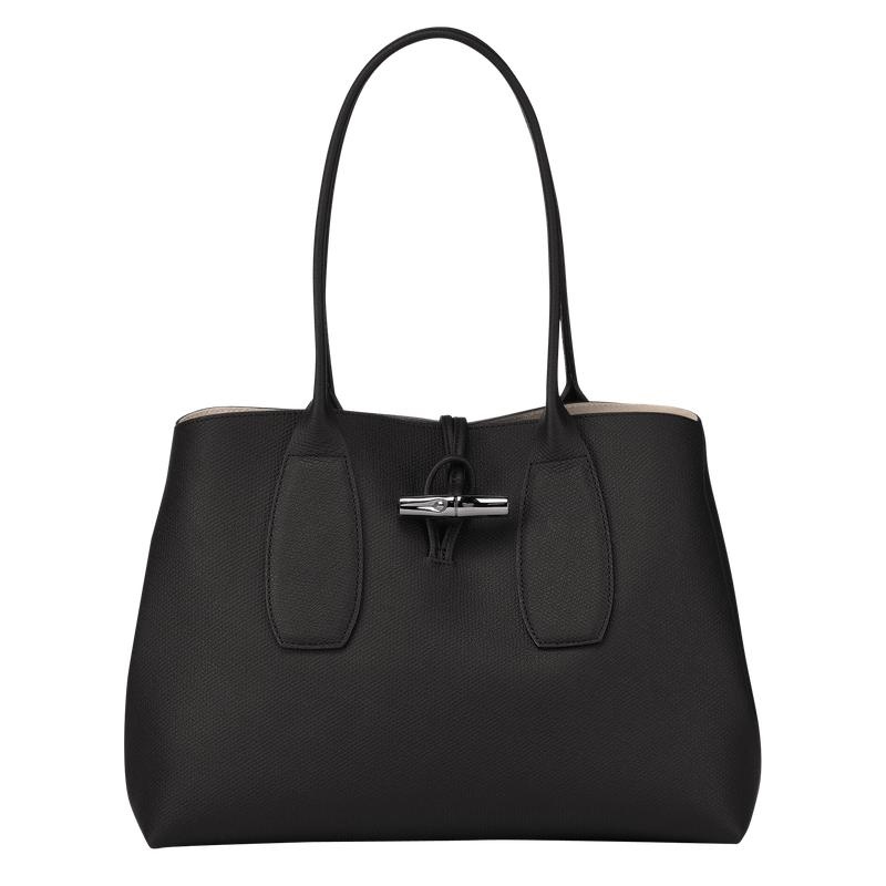 Bolso Tote Longchamp Roseau L Mujer Negros | IMXQ-43072